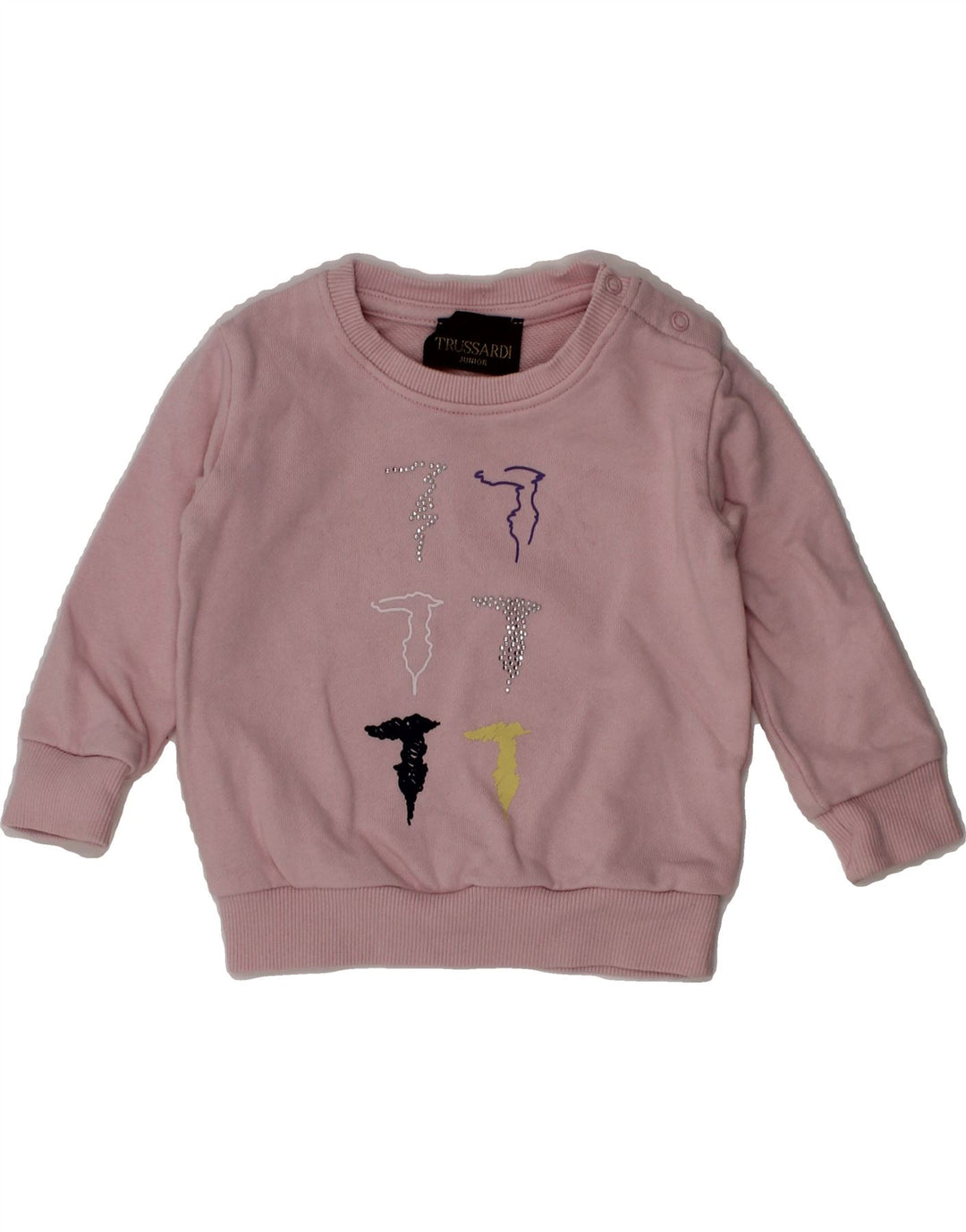 TRUSSARDI JUNIOR Baby Girls Graphic Sweatshirt Jumper 0-3 Months Pink Vintage Trussardi Junior and Second-Hand Trussardi Junior from Messina Hembry 