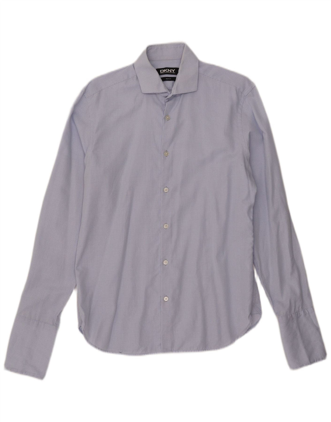 Camisa formal masculina Dkny Slim Fit tamanho 15 1/2 xadrez azul médio