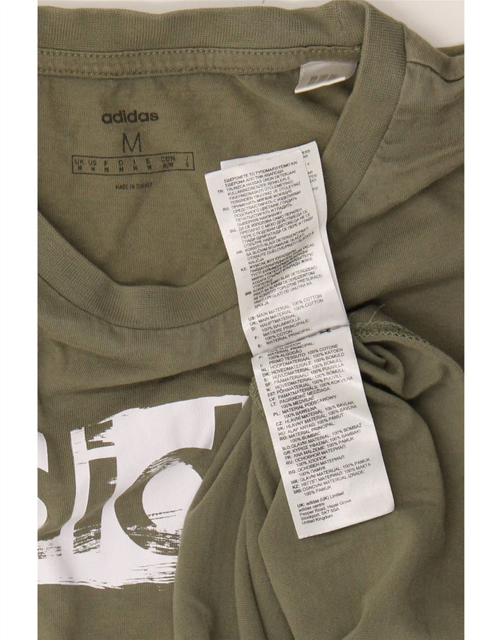 ADIDAS Mens Graphic T-Shirt Top Medium Khaki Cotton Vintage Adidas and Second-Hand Adidas from Messina Hembry 