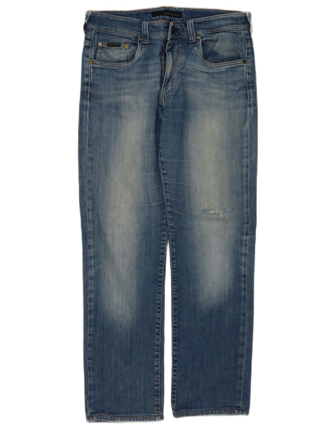 Calça jeans slim masculina CALVIN KLEIN desgastada W34 L30 azul