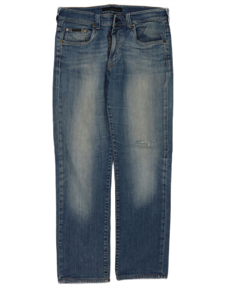 Calça jeans slim masculina CALVIN KLEIN desgastada W34 L30 azul