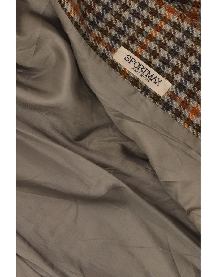 Jaqueta Blazer Feminina Sportmax com 2 Botões Reino Unido 12 Médio Marrom Houndstooth