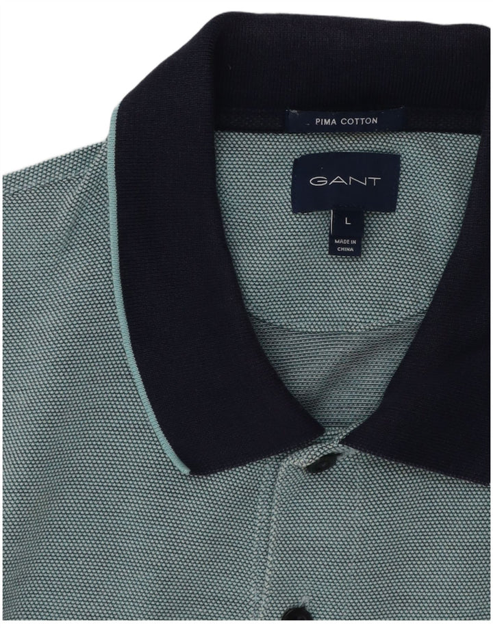 Camisa polo masculina de rugby Gant grande algodão azul