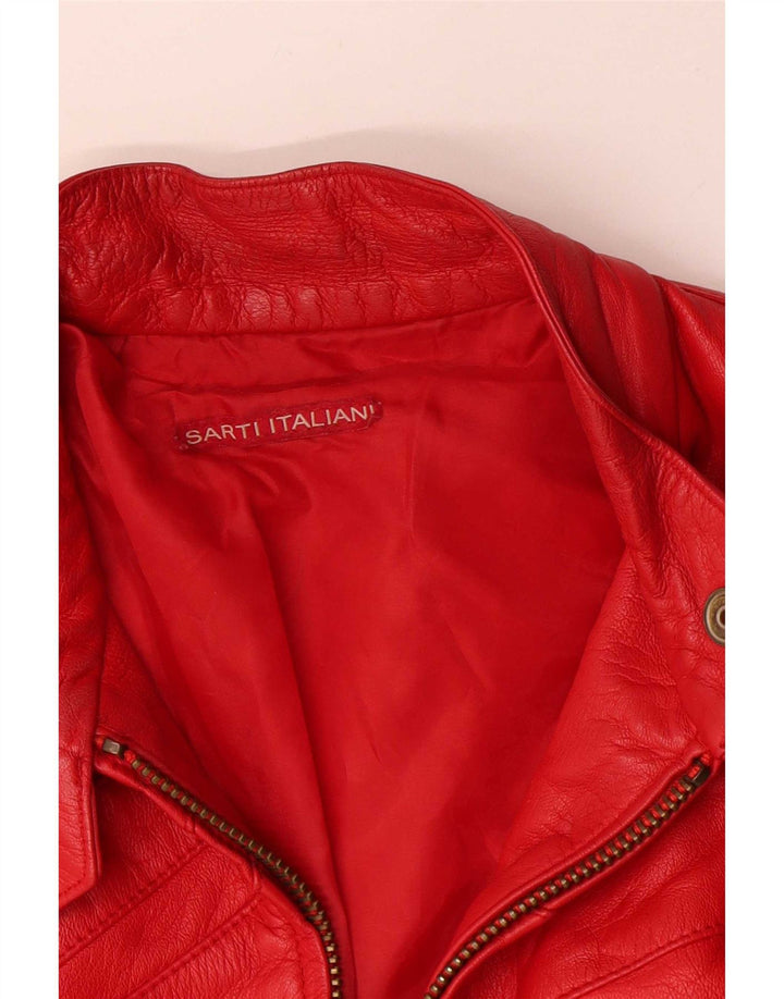Jaqueta feminina vintage de couro Racer IT 44 couro vermelho médio