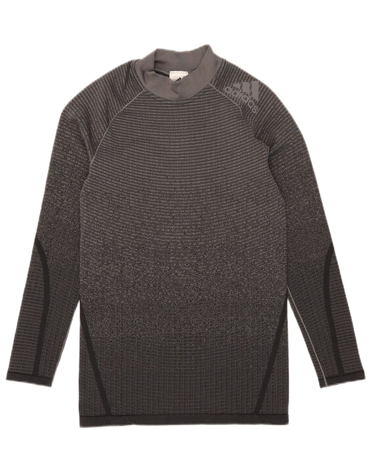 Adidas Mens Top Manga Longa Médio Cinza Poliéster
