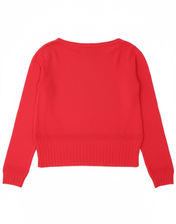 Suéter feminino Armani Jeans cropped com gola canoa Reino Unido 14 médio rosa