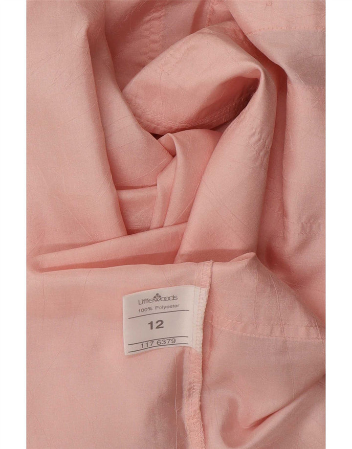 Camisa feminina vintage UK 12 poliéster rosa médio