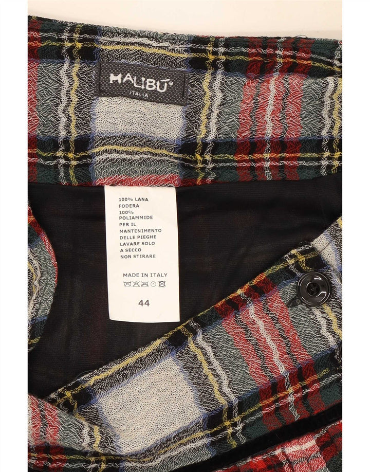 Saia feminina vintage plissada IT 44 médio W30 xadrez multicolorido