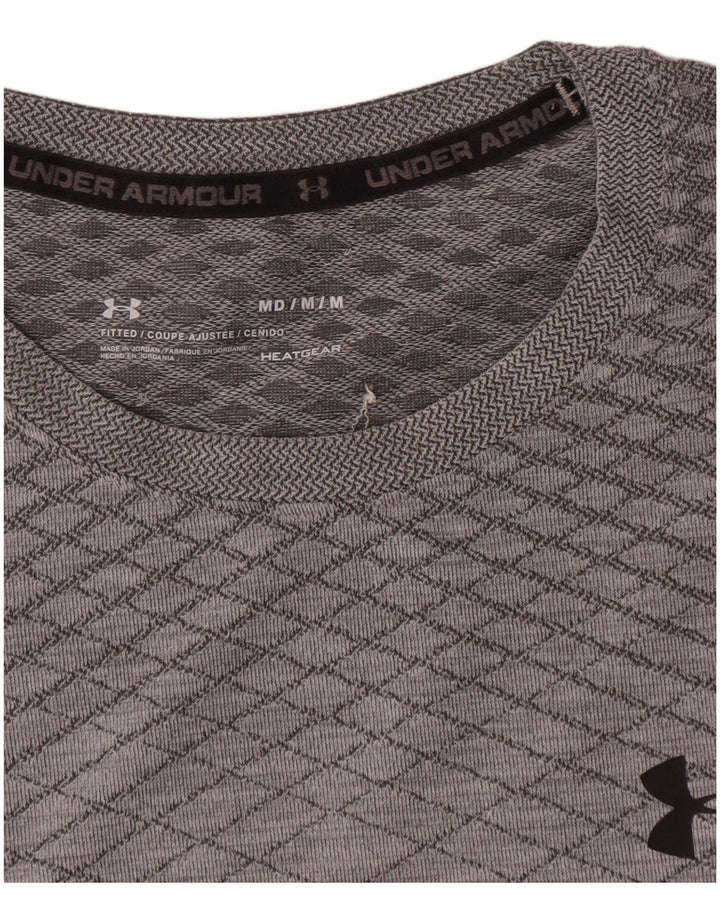Under Armour Masculino Heat Gear Top manga comprida cinza médio geométrico