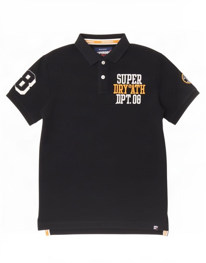 Camisa polo masculina Superdry gráfica grande algodão preto
