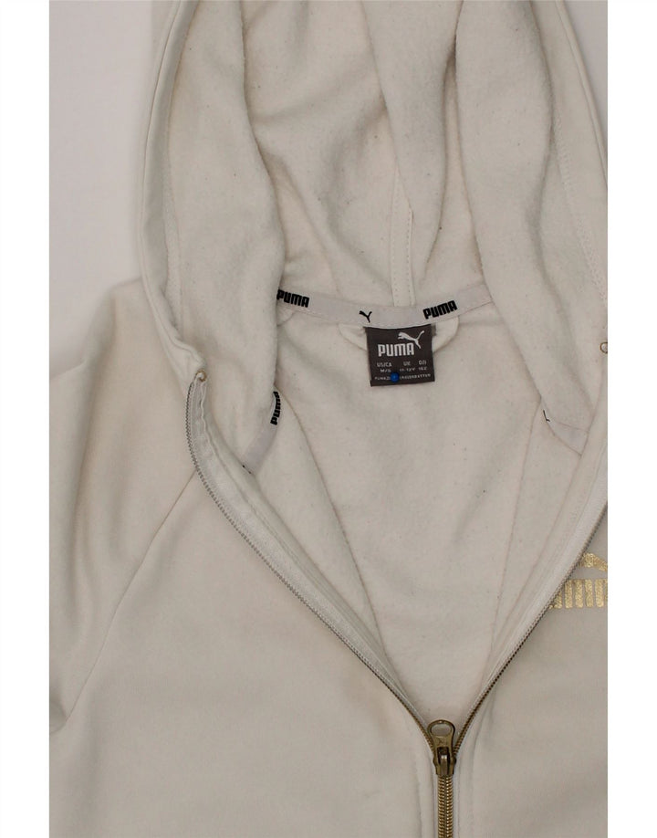 PUMA Girls Zip Hoodie Sweater 11-12 Years White Cotton Vintage Puma and Second-Hand Puma from Messina Hembry 