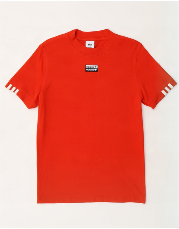 Adidas Mens Camiseta Top Médio Algodão Laranja
