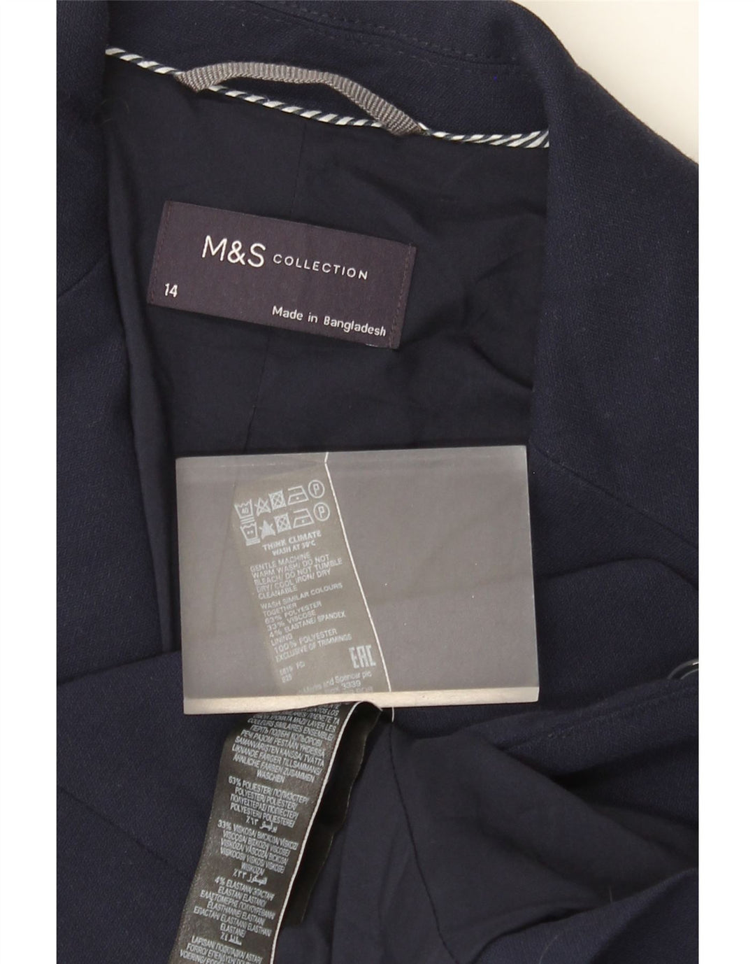Jaqueta blazer feminina de 2 botões Marks & Spencer UK 14 azul marinho médio