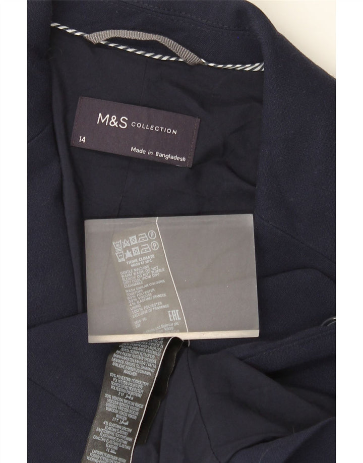 Jaqueta blazer feminina de 2 botões Marks & Spencer UK 14 azul marinho médio