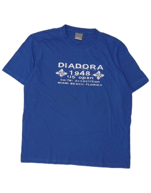 Camiseta gráfica masculina Diadora Top XL algodão azul