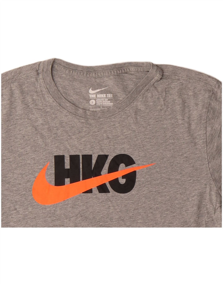 Camiseta feminina NIKE com corte atlético gráfico UK 14 grande algodão cinza
