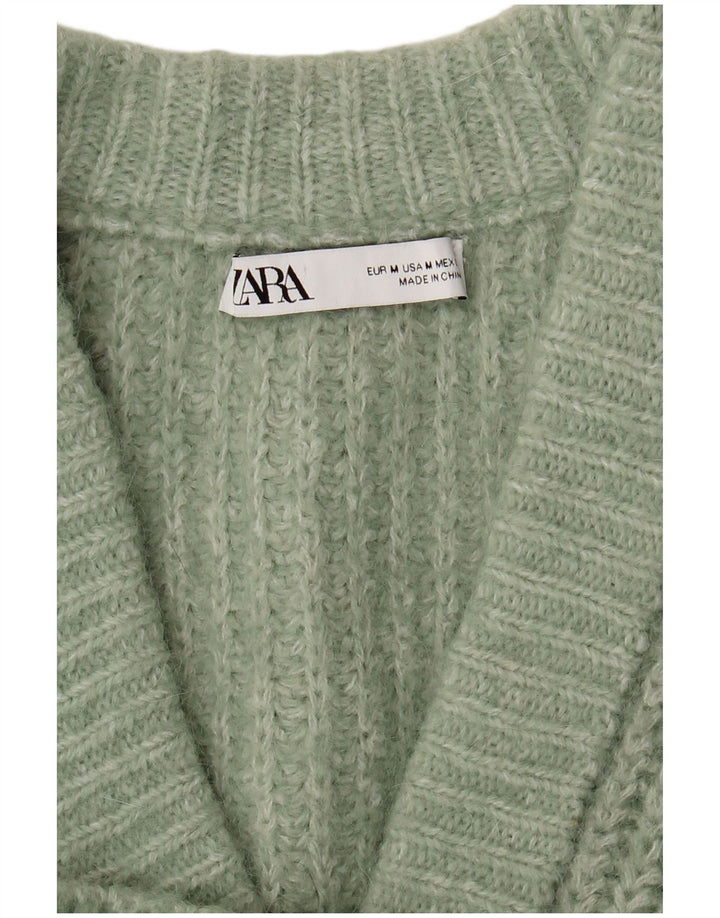 Zara Suéter Cardigan Oversized Feminino Reino Unido 14 Verde Médio
