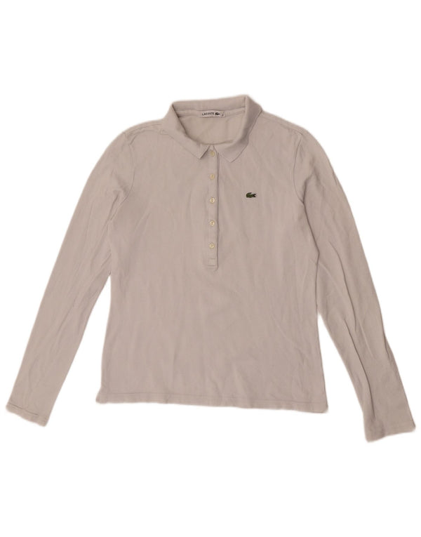 Camisa polo feminina de manga comprida Lacoste tamanho 40 algodão branco médio