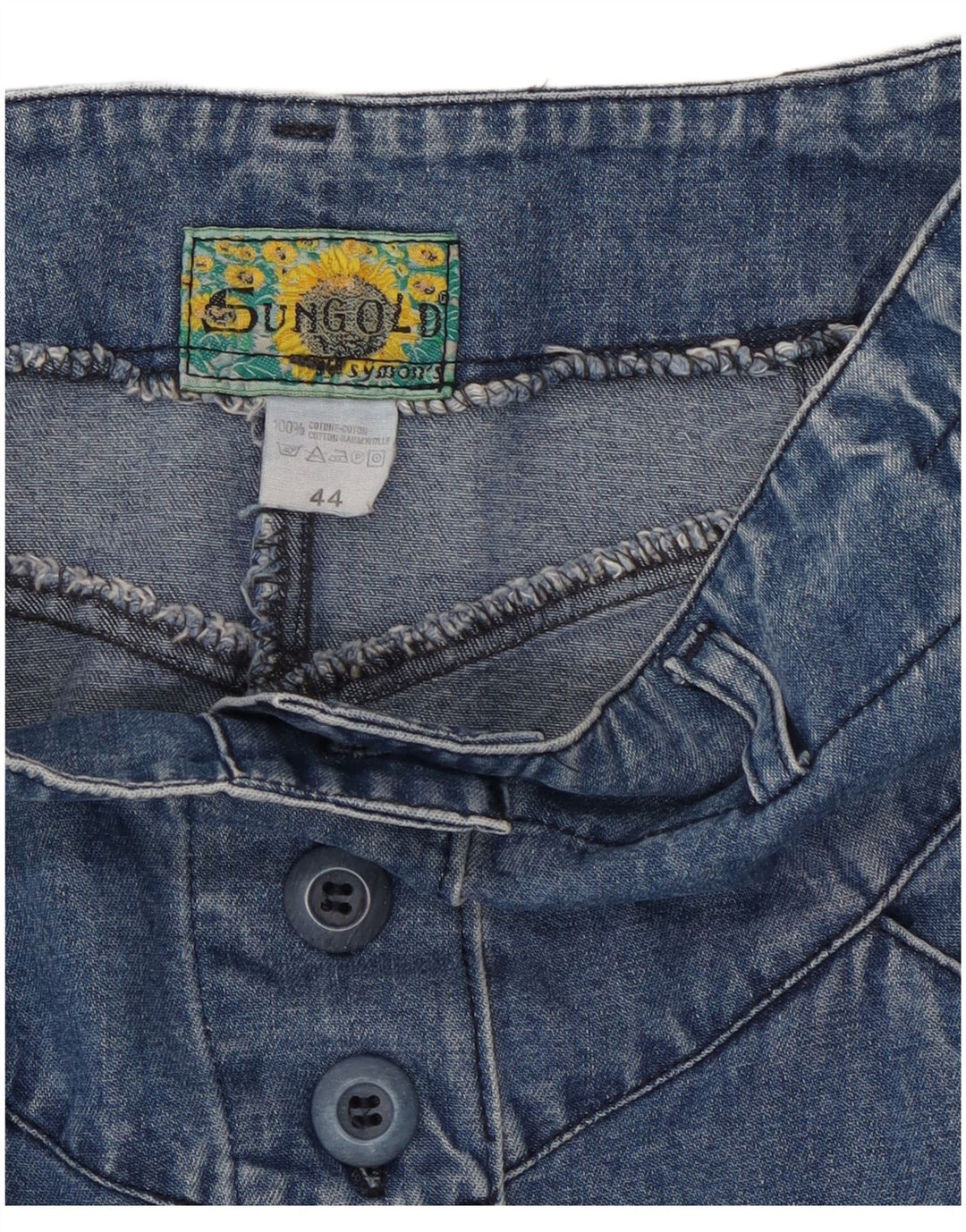 Saia jeans feminina vintage IT 44 médio W28 algodão azul