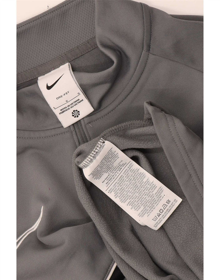Pulôver masculino Nike Dri Fit com decote em zíper e moletom grande cinza colorido