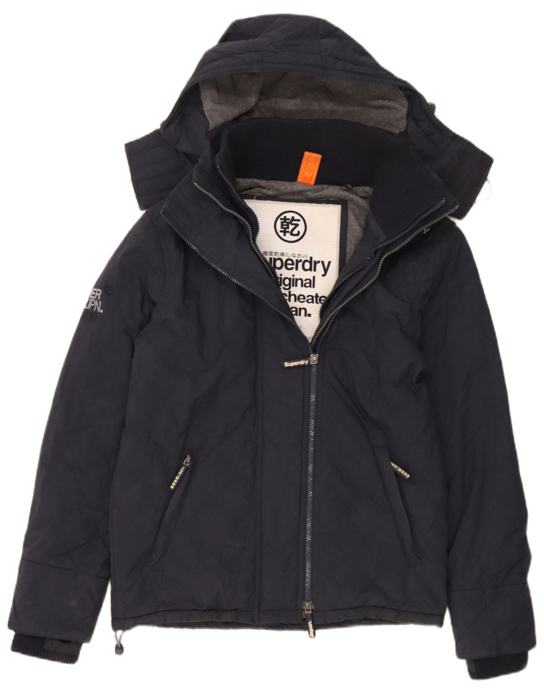 Jaqueta corta-vento masculina Superdry com capuz Reino Unido 36 pequeno azul marinho nylon