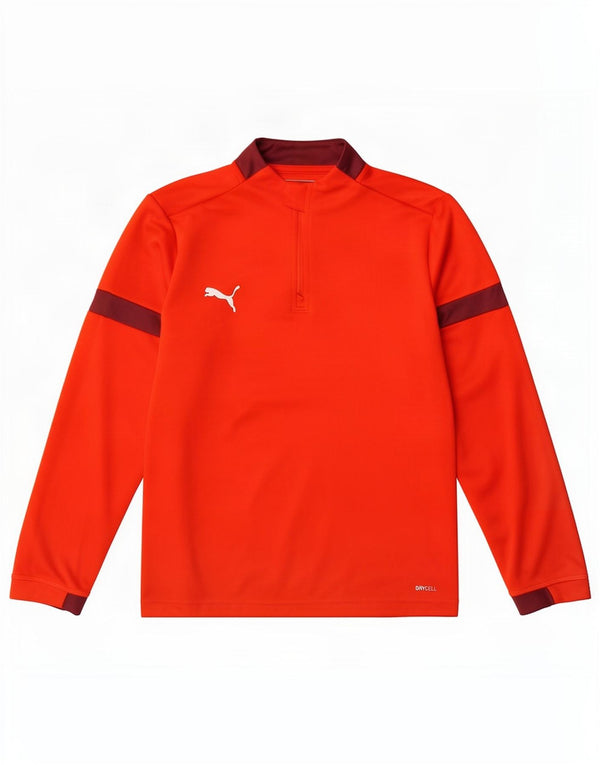 Puma Meninos Zip Neck Pullover Treino Top 11-12 Anos Vermelho Colorblock