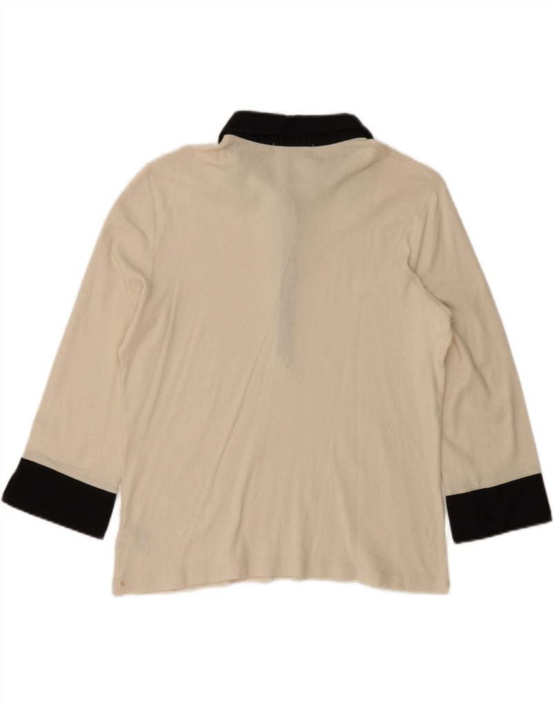 RALPH LAUREN Womens 3/4 Sleeve Polo Shirt UK 16 Large Off White Cotton Vintage Ralph Lauren and Second-Hand Ralph Lauren from Messina Hembry 