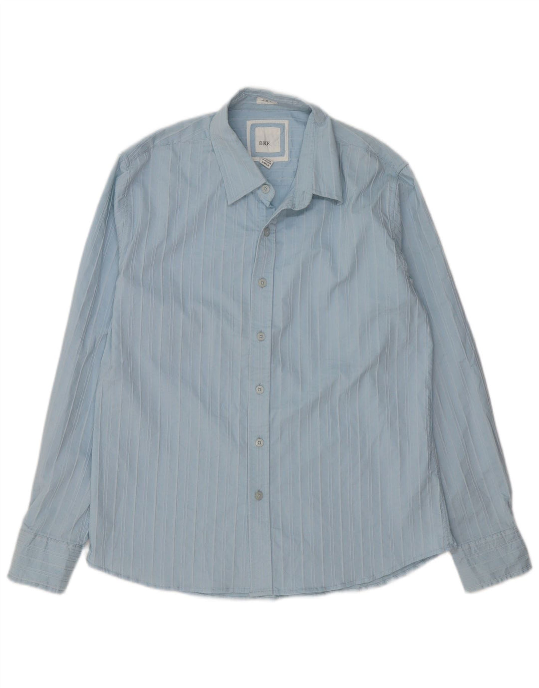 Camisa masculina BKE slim fit grande algodão listrado azul