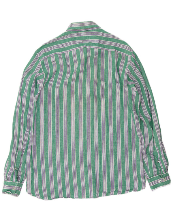 Camisa masculina Tommy Hilfiger grande linho listrado verde