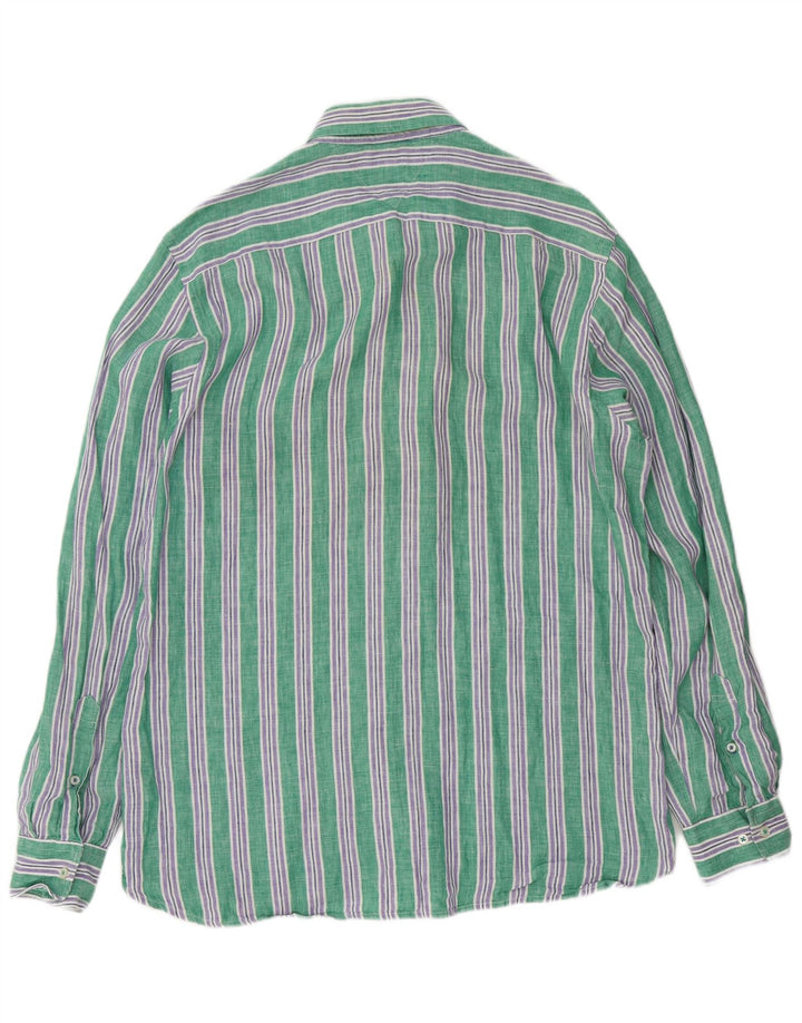 Camisa masculina Tommy Hilfiger grande linho listrado verde