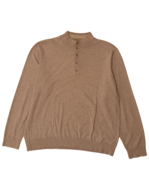Suéter masculino Marks & Spencer Blue Harbor com botão e gola XL bege