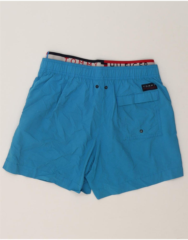 Shorts de natação masculino Tommy Hilfiger gráfico médio azul colorblock