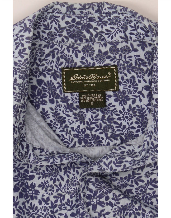 EDDIE BAUER Mens Shirt Small Blue Floral Cotton Vintage Eddie Bauer and Second-Hand Eddie Bauer from Messina Hembry 
