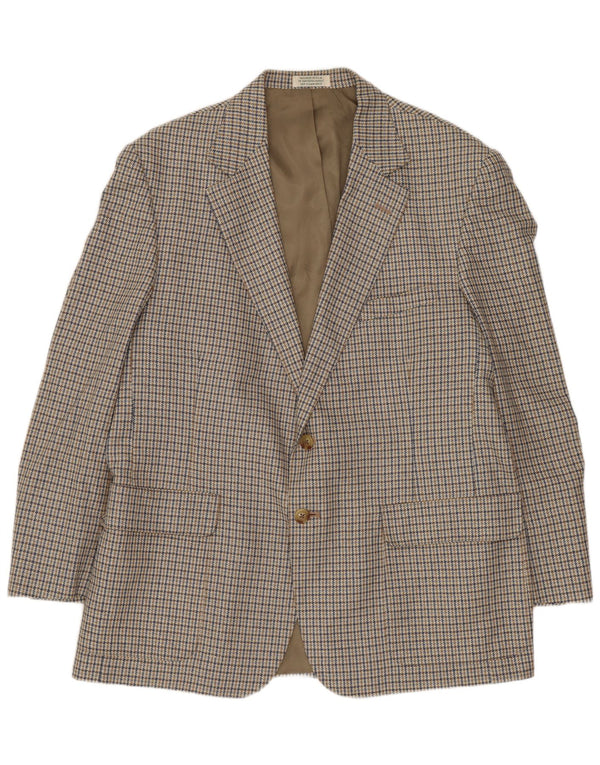 Jaqueta blazer masculina Orvis com 2 botões Reino Unido 44 2XL Bege Houndstooth