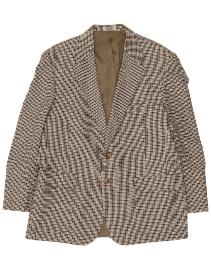 Jaqueta blazer masculina Orvis com 2 botões Reino Unido 44 2XL Bege Houndstooth