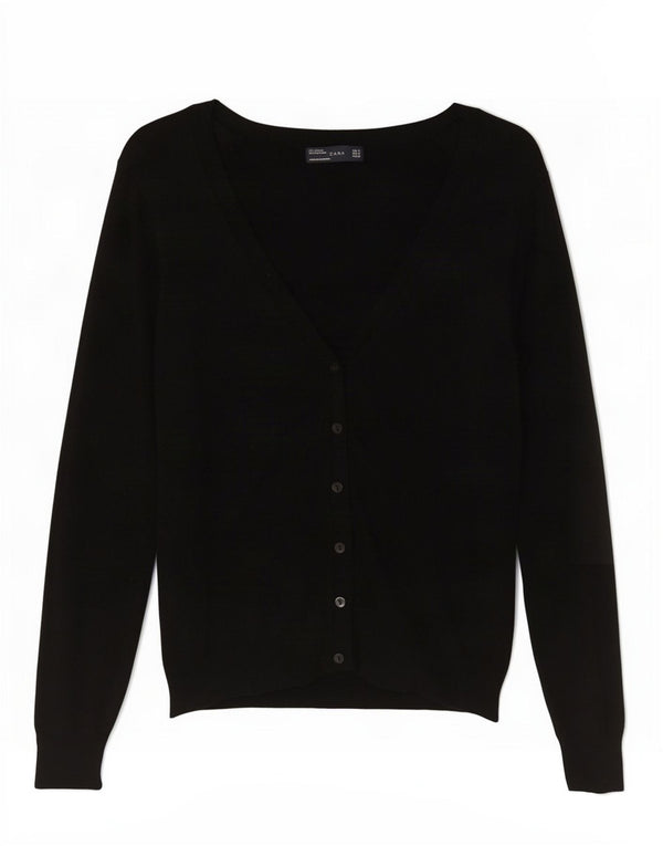 Suéter cardigã feminino Zara Reino Unido 12 viscose preta média