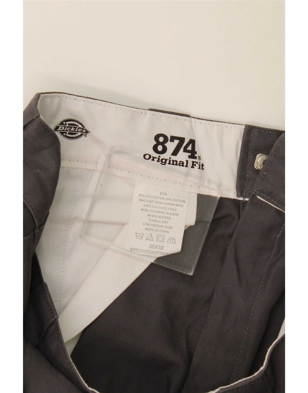 Calças Dickies Mens Straight Original Fit Chino W30 L32 Cinza Poliéster