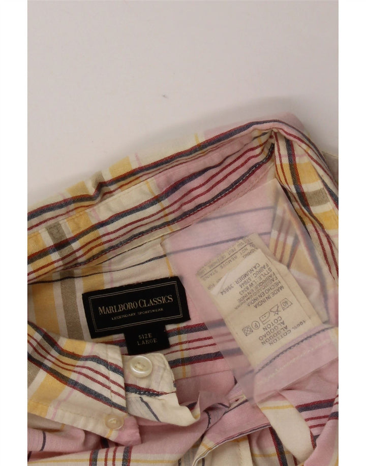 Camisa masculina Marlboro Classics grande algodão xadrez multicolorido