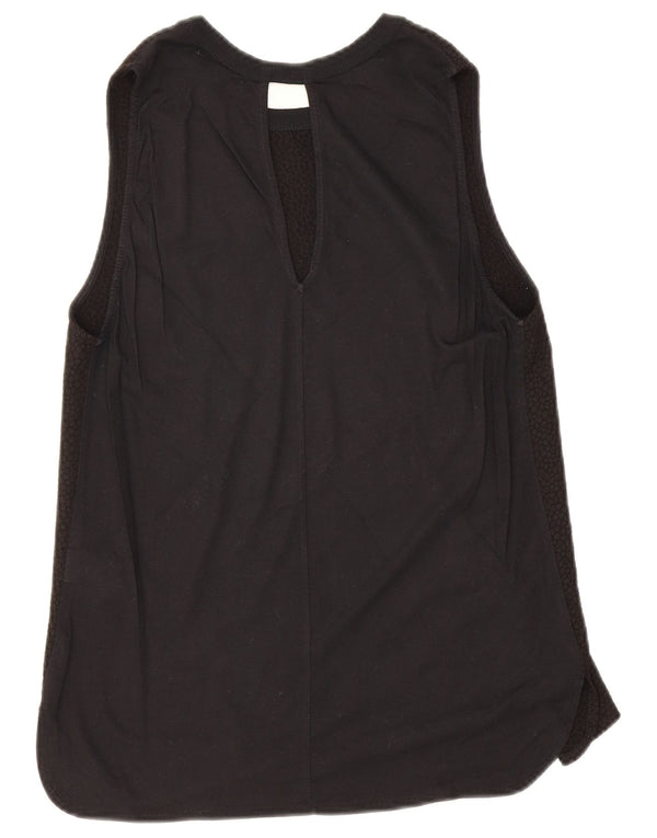 Blusa feminina sem mangas Zara Trafaluc Top UK 12 médio preto geométrico