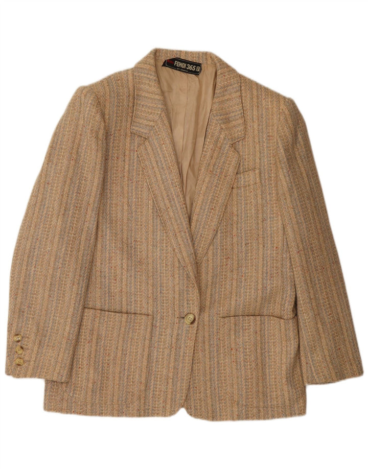 Jaqueta blazer feminina FENDI com 2 botões IT 44 médio bege listrado clássico