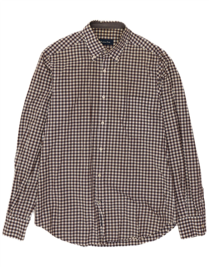 Camisa masculina Massimo Dutti média marrom guingão