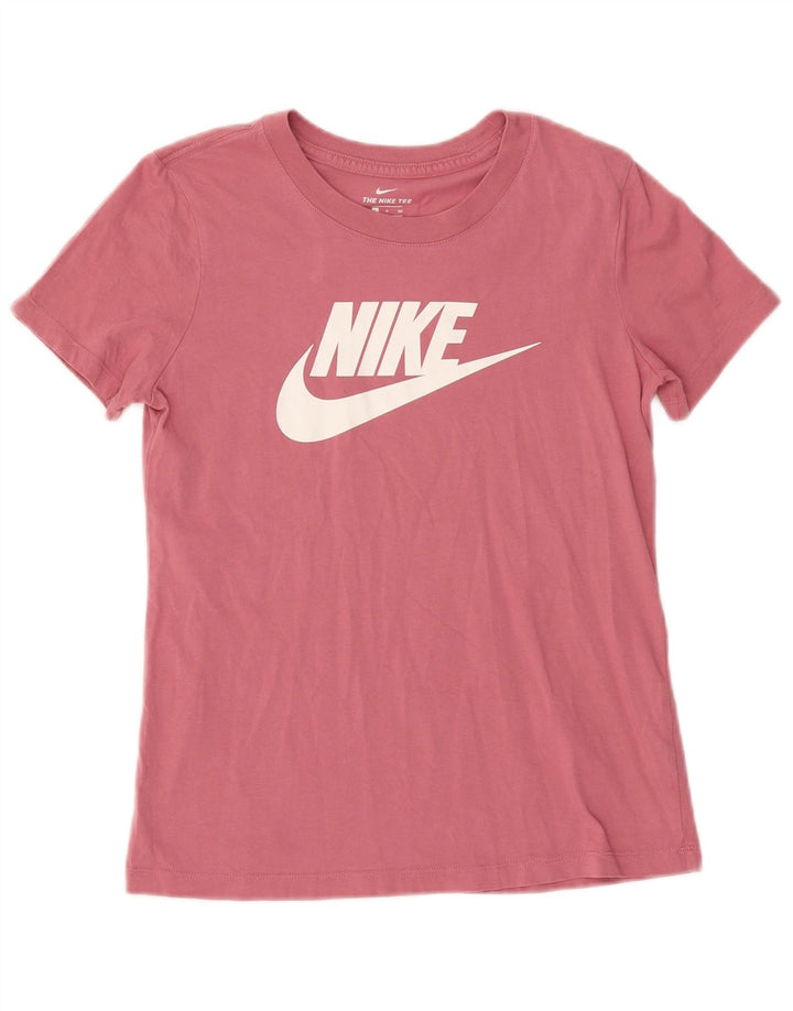 Camiseta feminina gráfica NIKE UK 10 pequena algodão rosa