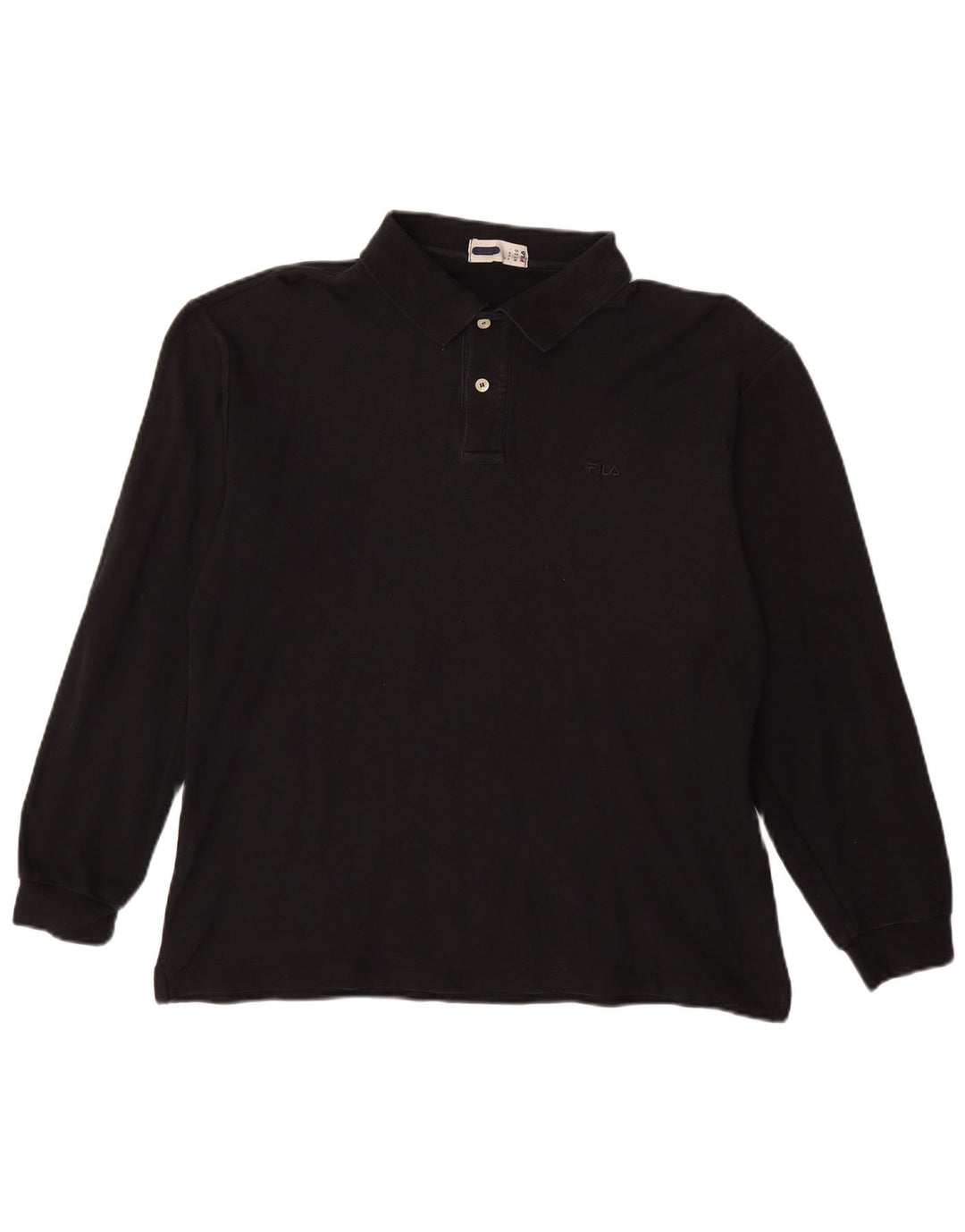 Camisa polo masculina Fila manga comprida IT 50 algodão preto médio