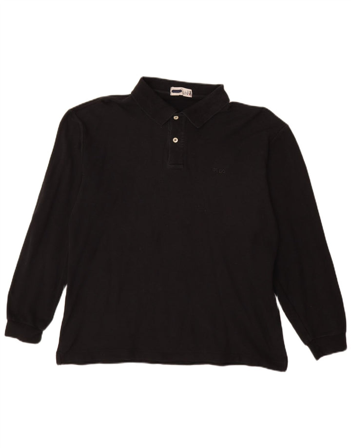 Camisa polo masculina Fila manga comprida IT 50 algodão preto médio