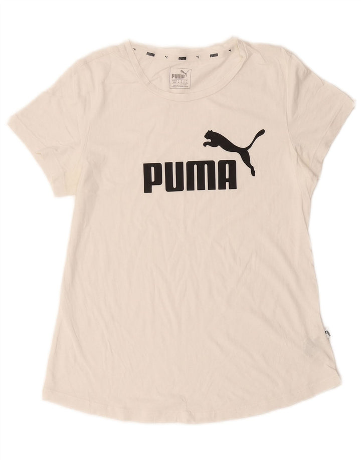 Camiseta feminina PUMA com estampa gráfica UK 12 algodão branco médio