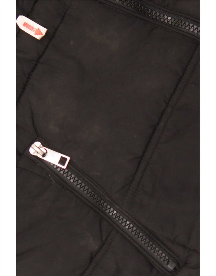 Jaqueta feminina acolchoada com capuz Marks & Spencer Reino Unido 12 poliéster preto médio