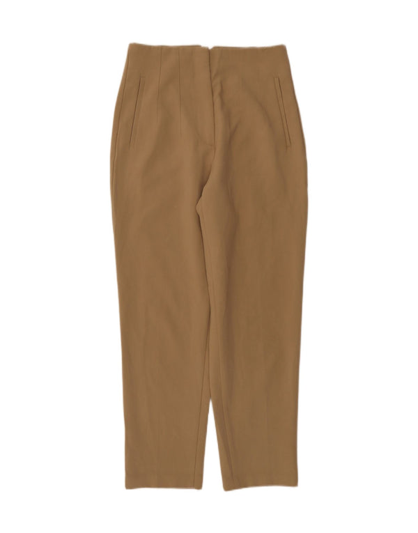 Zara Calça feminina cintura alta cônica médio W28 L27 poliéster marrom