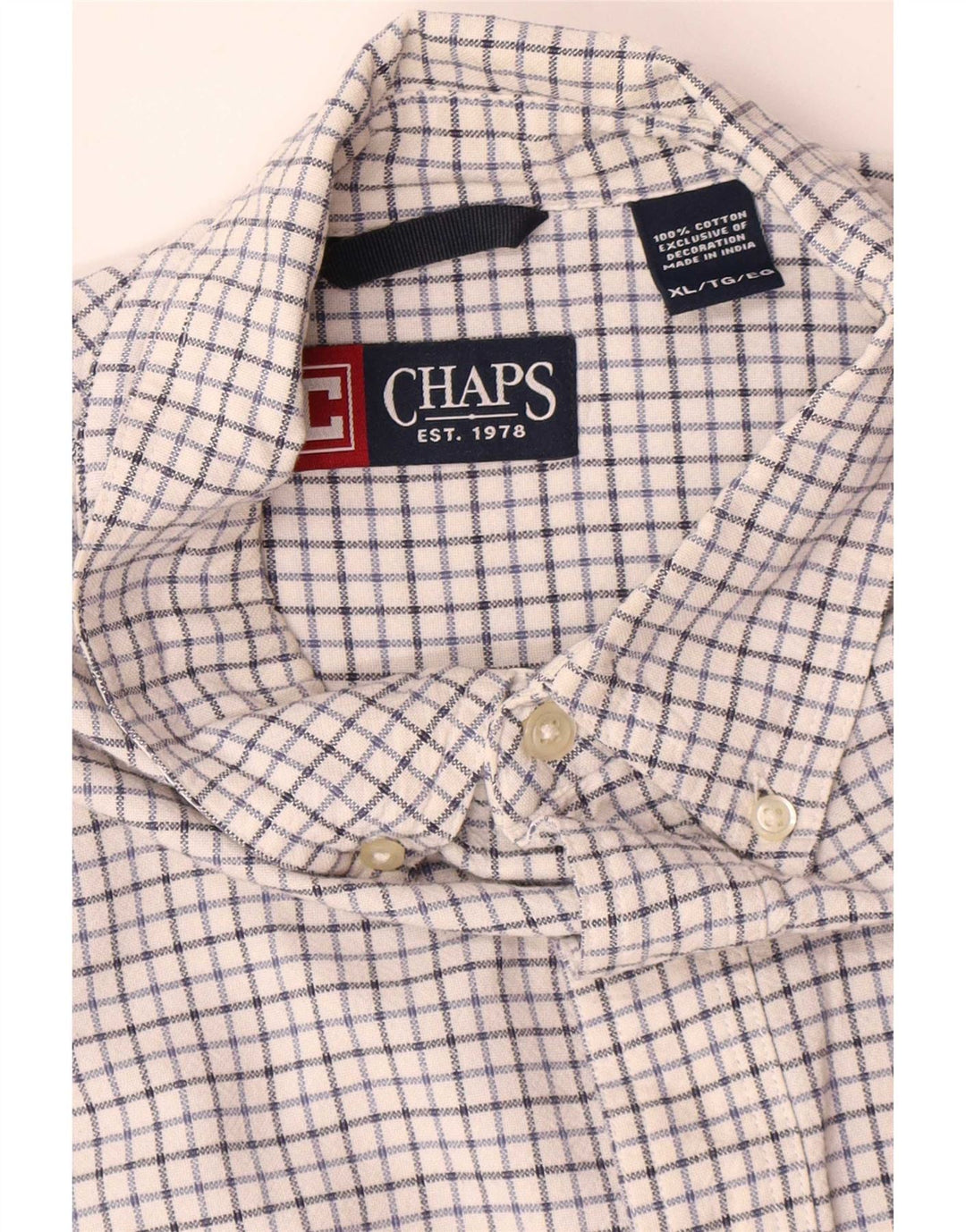 Camisa masculina Chaps XL branca xadrez algodão
