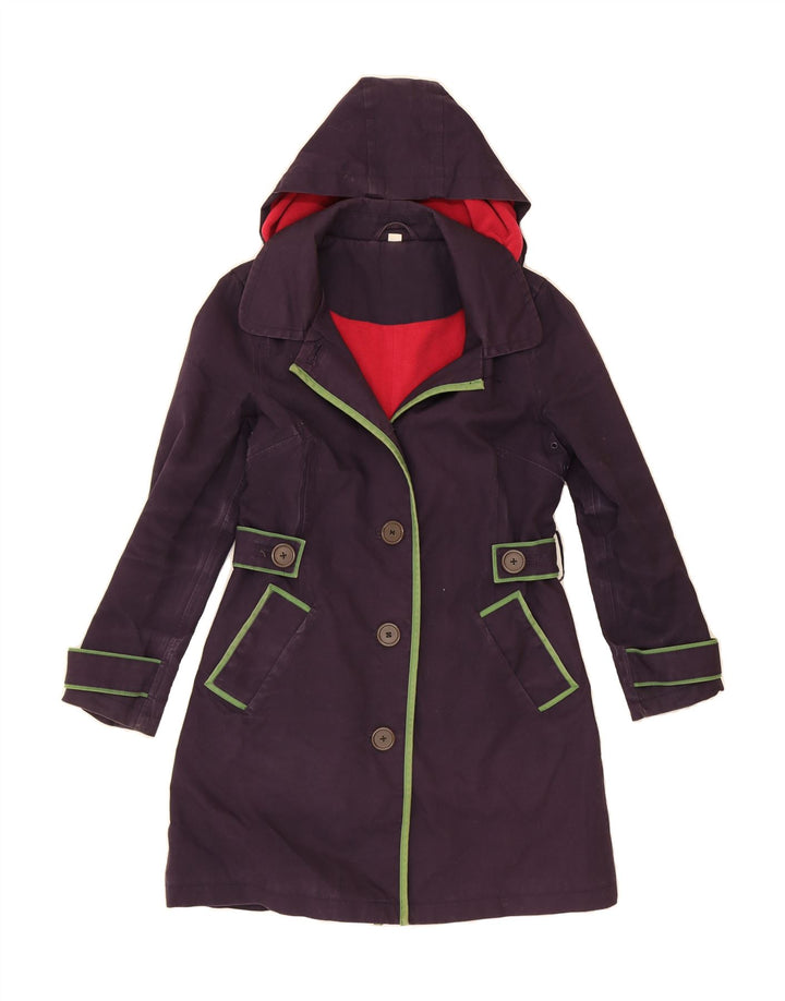 BODEN Womens Hooded Overcoat UK 10 Small  Burgundy Cotton Vintage Boden and Second-Hand Boden from Messina Hembry 