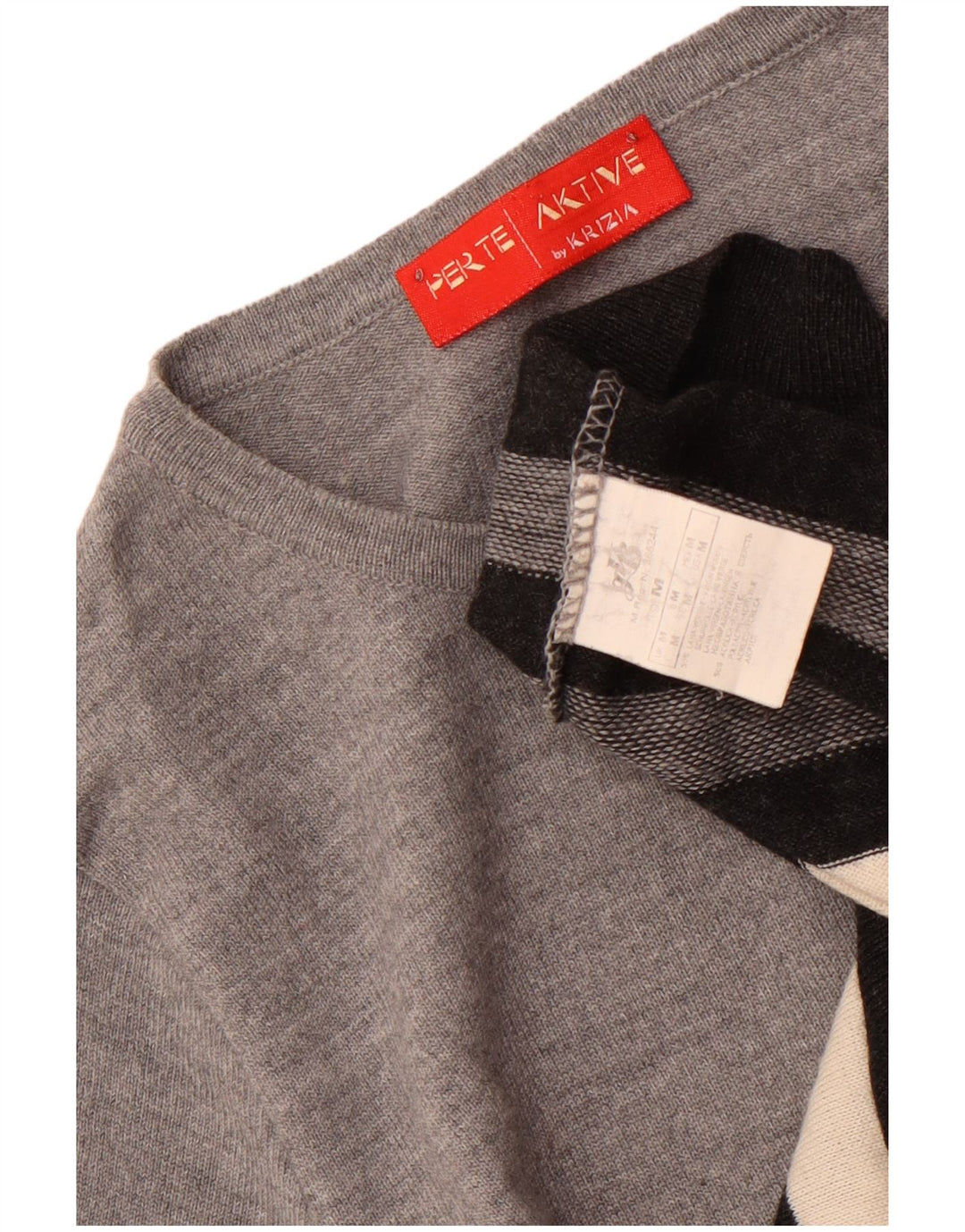 Suéter feminino Perte by Krizia com gola canoa e listrado cinza médio Reino Unido 14